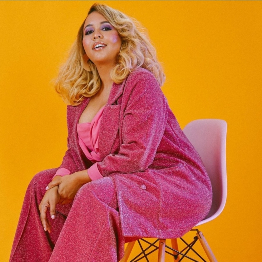 ✨ RARE✨ PREMME Pink Glitter Double Breasted Suit Jacket